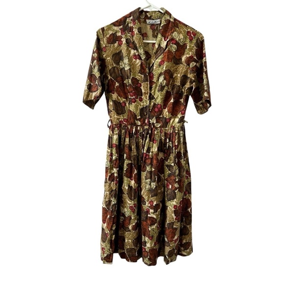 ORIGINAL MARTHA MOORE DRESS SZ S COTTON VINTAGE JUNE CLEAVER 60’S RETRO AUTUMNAL - Picture 1 of 10